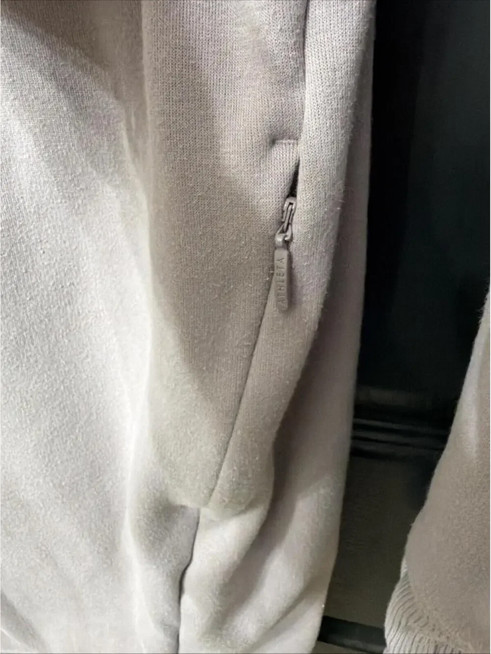Athleta Cozy Karma Sweatshirt Dress Lilac Fleece Lined Thumbholes Women M Pocket - Picture 6 of 9